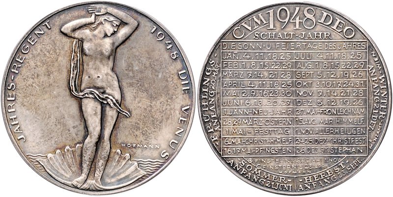 - Allgemeine Medaillen Kalendermedaille 1948 (v. Hofmann, Wien) Die Venus, i.Rd:...