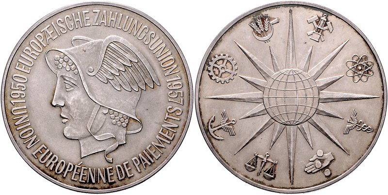 - Allgemeine Medaillen Silbermedaille 1957 auf 7 Jahre Europäische Zahlungsunion...