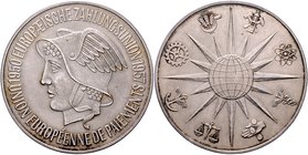- Allgemeine Medaillen Silbermedaille 1957 auf 7 Jahre Europäische Zahlungsunion, i.Rd: BAYER. HAUPTMÜNZAMT FEINSILBER 
50,1mm 49,7g vz-st