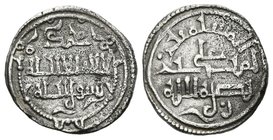 ALMORAVIDES. Ali Ibn Yusuf. Quirate. 500-537 H. Vives 1702; Hazard 923; F. Benito de los Mozos Cb39. Ar. 1,13g. Algo porosa. MBC+. Muy rara.