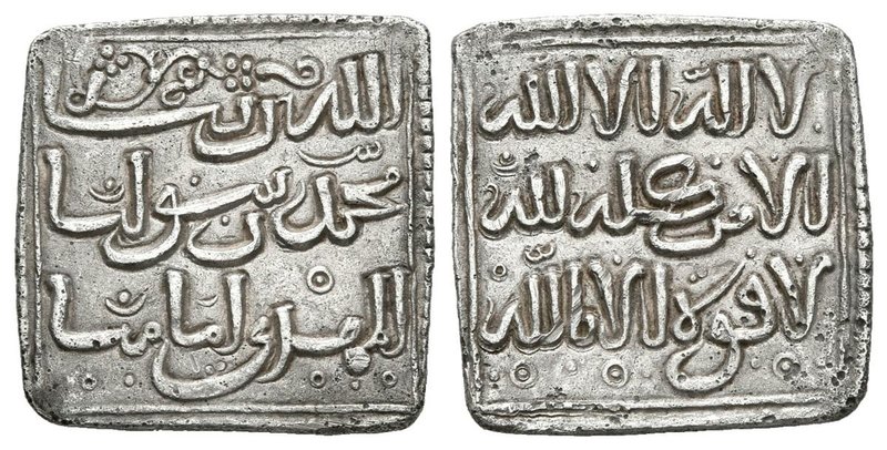 ALMOHADES. Dirham. Anónimo, citando a Al-Mahdi. Decorada con variedad de roeles ...