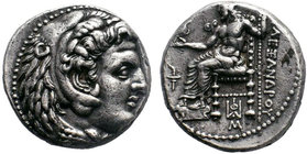 KINGS of MACEDON. Alexander III. 336-323 BC. AR Tetradrachm. Babylon mint. Lifetime issue, struck circa 325-323 BC. Head of Herakles right, wearing li...