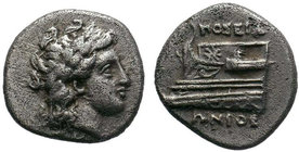 BITHYNIA, Kios. Circa 350-300 BC. AR Drachm. Laureate head of Apollo right; KIA below / Prow of galley left, star on stern; magistrate PROX-ENOS. Cf. ...