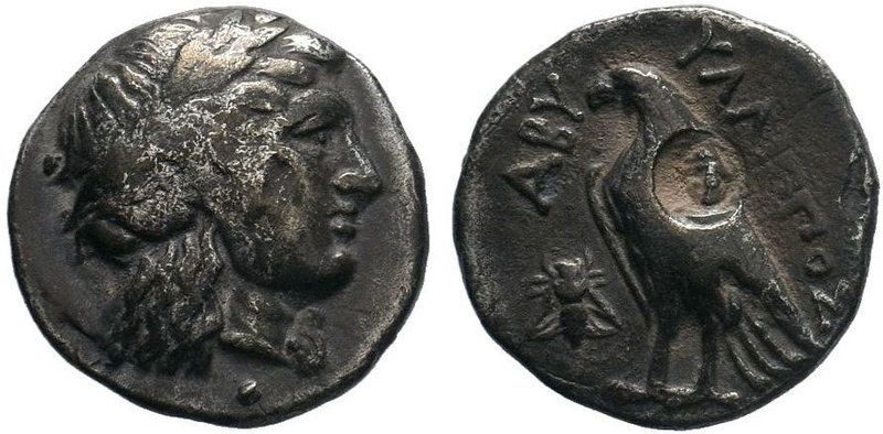TROAS. Abydos. Hemidrachm (4th Century BC).Yllippos, magistrate.Obv: Laureate he...