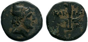 Pontos, Kabeira . Time of Mithradates VI Eupator, circa 85-65 BC.AE Bronze. Head of Perseus right, wearing winged Phrygian helmet / KABH-PΩN across wi...