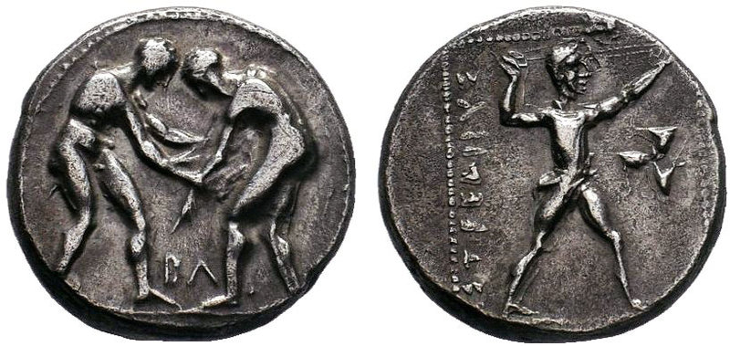 PAMPHYLIA, Aspendos. Circa 380/75-330/25 BC. AR Stater . Two wrestlers grappling...