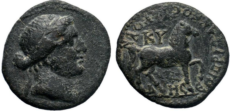 AEOLIS. Kyme. 1st century BC-1st century AD. AE Bronze, Secundas, Prytanis. KYMH...