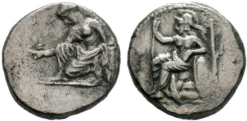 CILICIA, Tarsos. Tiribazos, Satrap. 386-380 BC. AR Stater . Athena seated left, ...