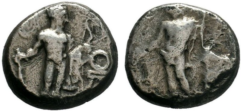 CILICIA, Issos. Circa 390-385 BC. AR Stater . Apollo standing half-left, holding...