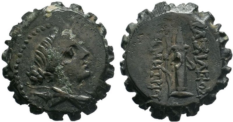 Seleukid king of Syria.Demetrios I Soter, 162-150 BC. Antioch mint. Serrate AE B...