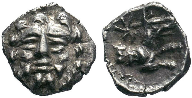 Cilicia, Uncertain mint. 4th century B.C. AR obol . Facing head of Herakles, wit...
