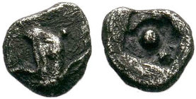 Ionia. Phokaia 530-500 BC. AR Obol . Head of griffin left / Large dot in the middle of incuse square. Unpublished Type!

Condition: Very Fine

Wei...