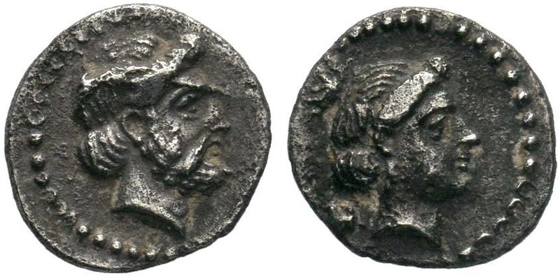 CILICIA. Nagidos.AR Obol (Circa 400-380 BC). Obv: Head of Aphrodite right. Rev: ...