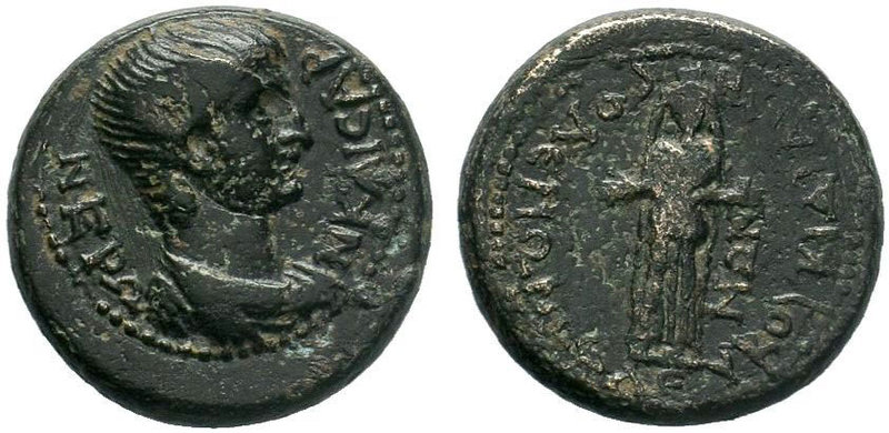 CARIA, Kidrama. Nero, Caesar. 50-54 AD. AE Bronze. Bare-headed and draped bust r...