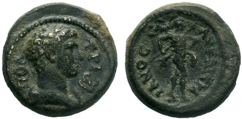 LYDIA. Tripolis. Trajan (98-117). AE Bronze.Obv: ΤΡΙΠΟΛ. Draped bust of Hermes r...