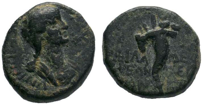 LYDIA. Philadelphia . Agrippina II (Augusta, 50-59). AE Bronze. Ti. Neikanor, ma...