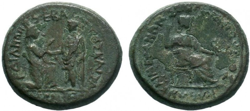LYDIA. Sardis. Tiberius, with Julia Augusta (Livia), 14-37. Assarion AE Bronze, ...