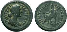 Bithynia, Nicomedia Faustina junior, daughter of Antoninus Pius and wife of Marcus Aurelius Bronze circa 161-175, AE Bronze. Draped bust r. Rev. Cybel...