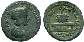 PONTUS. Neocaesarea. Tranquillina, Augusta, 241-244. Tetrassarion AE Bronze, CY 178 = 241/2. CAB•TPANKYΛINA CЄB Draped bust of Tranquillina to right. ...