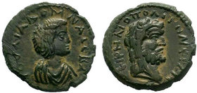 CILICIA. Irenopolis-Neronias. Julia Domna, Augusta, 193-217. Diassarion AE Bronze, CY 144 = 194/5. IOYΛIA ΔOMNA CЄB Draped bust of Julia Domna to righ...
