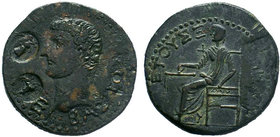 PONTUS. Amisus. Tiberius (14-37). AE Bronze. Dated year 60 (28/9). Obv: ΣΕΒΑΣΤΟΣ. Laureate head left; c/m's: Nike and capricorn within incuse circles....