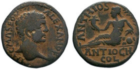 PISIDIA. Antioch. Severus Alexander (222-235). AE Bronze. Obv: IM C M A SEOV ALEXANDER. Laureate head right. Rev: ANTHIOS ANTIOCH COL. River-god Anthi...