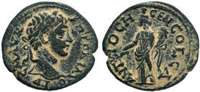 PISIDIA. Antiochia. Caracalla, 198-217. AE Bronze. IMP C M AVR ANTONI AV Laureate head of Caracalla to right. Rev. ANTIOCH GENI COL CA Tyche-Fortuna s...