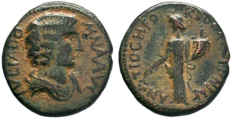 PISIDIA, Antiochia. Julia Domna. Augusta, AD 193-217. AE Bronze. Bareheaded and ...