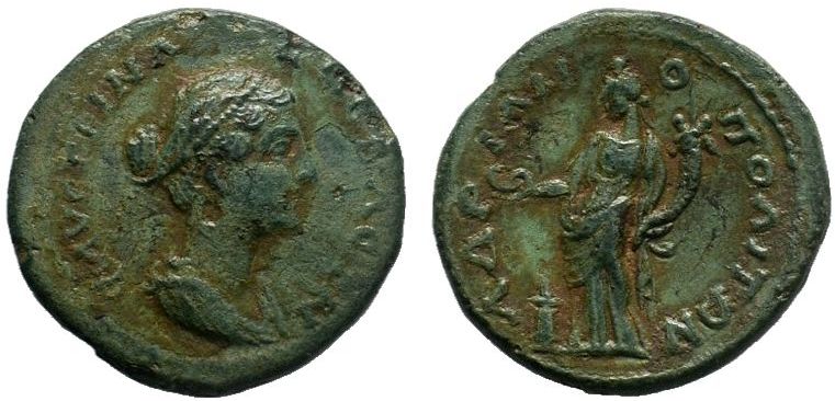 Thrace. Hadrianopolis.Faustina Junior. 147-175. AE Bronze.ΦΑVϹΤΕΙΝΑ ϹΕΒΑϹΤΗ Diad...