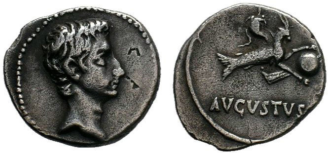 Augustus (27 BC-AD 14). AR denarius .Spain (Colonia Patricia?), ca. 17/6 BC. Bar...