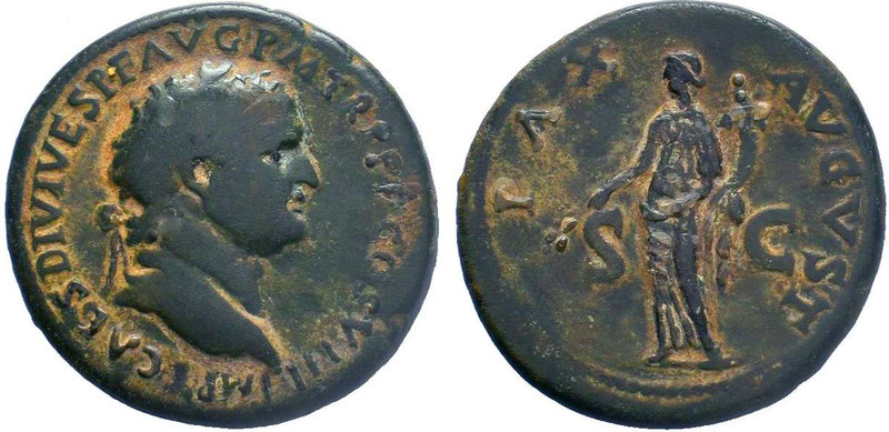 Vespasian (AD 69-79). Orichalcum sestertius. Rome, AD 71. IMP CAES VESPAS AVG P ...