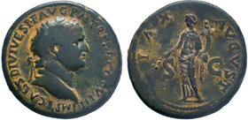 Vespasian (AD 69-79). Orichalcum sestertius. Rome, AD 71. IMP CAES VESPAS AVG P M TR P P P COS III, laureate head of Vespasian right / PAX AVGVS S - C...