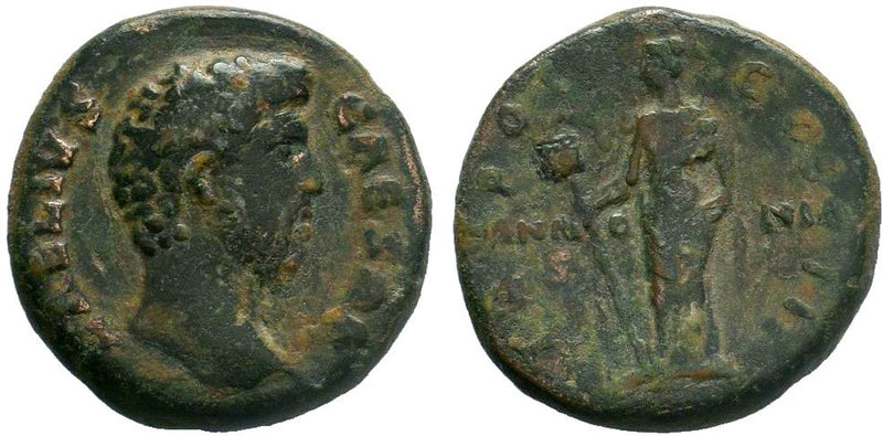 Aelius. Caesar, A.D. 136-138. Æ as (25 mm, 8.95 g, 6 h). Rome, under Hadrian, A....