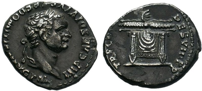 Domitian, 81-96. Denarius, Rome, 82. IMP CAES DOMITIANVS AVG P M Laureate head o...