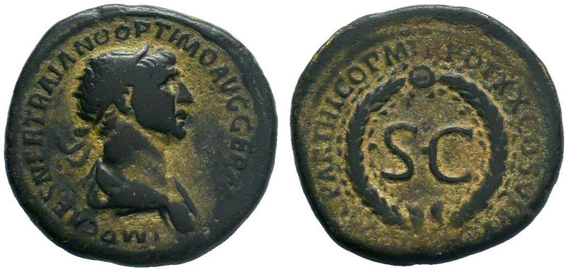 Trajan. A.D. 98-117. AE semis . Cyprus mint, struck A.D. 115-116. IMP CAES NER T...
