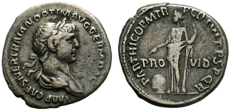 Trajan, 98-117. Denarius. Rome, 116-117. IMP CAES NER TRAIAN OPTIM AVG GER DAC P...