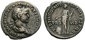 Trajan, 98-117. Denarius. Rome, 116-117. IMP CAES NER TRAIAN OPTIM AVG GER DAC PARTHICO Laureate, draped and cuirassed bust of Trajan to right, seen f...