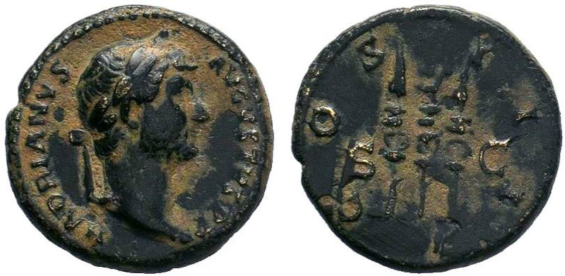 Hadrian Æ Quadrans. Rome, AD 125-128. HADRIANVS AVGVSTVS PP. Laureate, draped an...