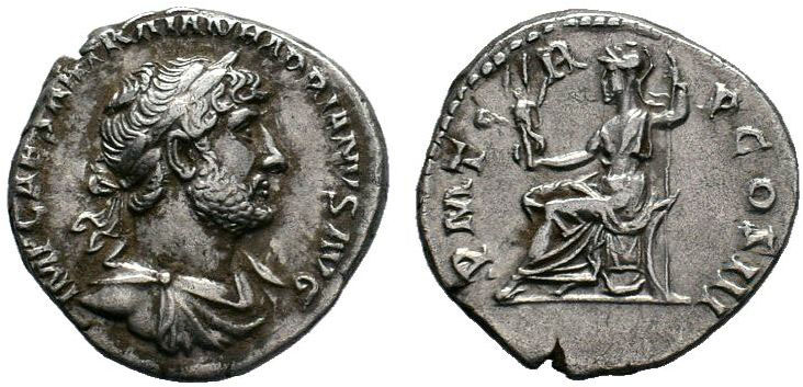 Hadrian (117-138 AD), AR Denarius, 3.27g, imp caesar traian hadrianvs avg , laur...
