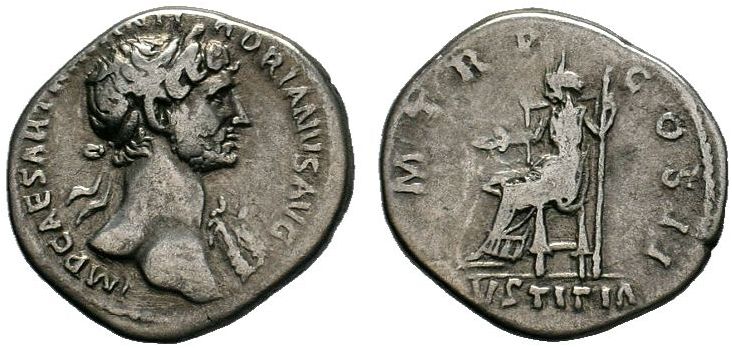 Hadrian (AD 117-138). AR denarius. Rome, AD 117. IMP CAESAR TRAIAN HADRIANVS AVG...