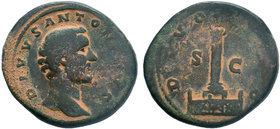 DIVUS ANTONINUS PIUS (Died 161). Sestertius. Rome.
Obv: DIVVS ANTONINVS.
Bare head right.
Rev: DIVO PIO / S - C.
Statue of Emperor standing left on co...
