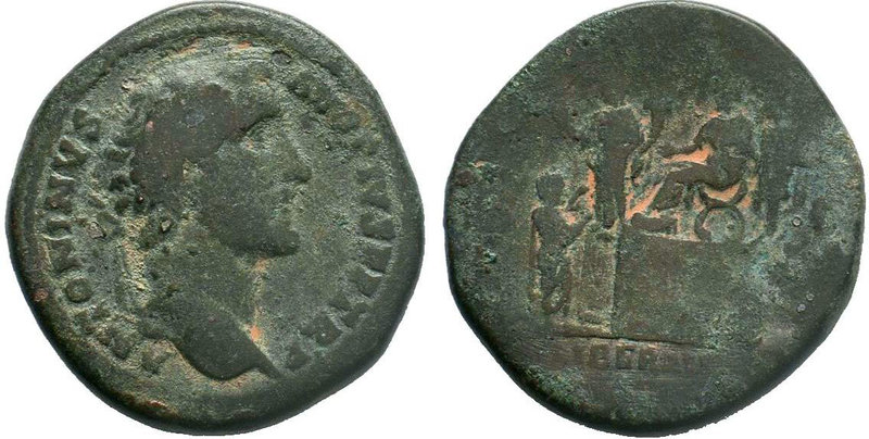 ANTONINUS PIUS (138-161). Sestertius. Rome.
Obv: ANTONINVS AVG PIVS P P TR P.
La...