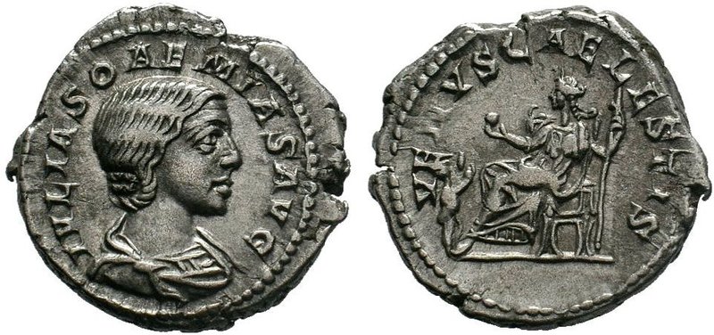 JULIA SOAEMIAS (Augusta, 218-222). Denarius. Rome. Obv: IVLIA SOAEMIAS AVG. Drap...