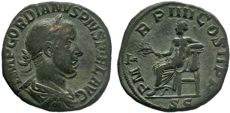 Gordian III (238-244)AD 240, AE Sestertius Rome. IMP GORDIANVS PIVS FEL AVG, lau...