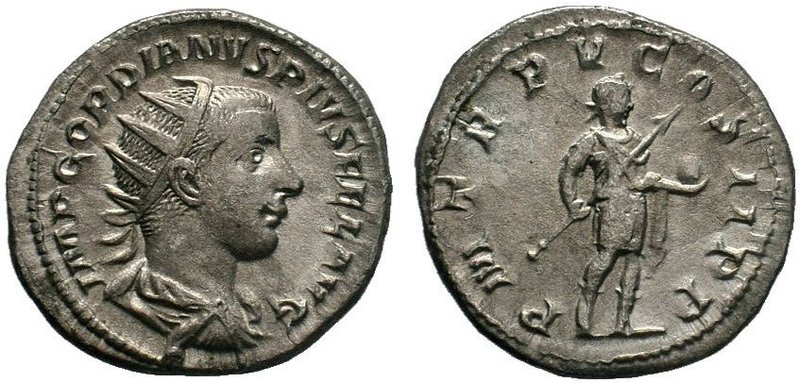 Gordian III AR. Antoninianus, Rome, AD 241-243. IMP GORDIANVS PIVS FEL AVG, radi...