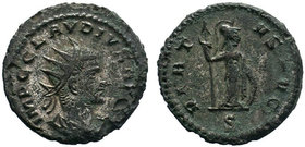 Claudius II Æ Antoninianus. Kyzikos, AD 268-270. Radiate bust right / Minerva holding shield and spear right. RIC 236 var.

Condition: Very Fine

Weig...
