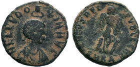 Eudoxia. AE 3; Eudoxia; Cyzicus, 401-3 AD, AE 3, 1.70g. RIC-103 (S), officina A=1. Obv: AEL EVDO - XIA AVG Bust of empress r. crowned by hand of God. ...