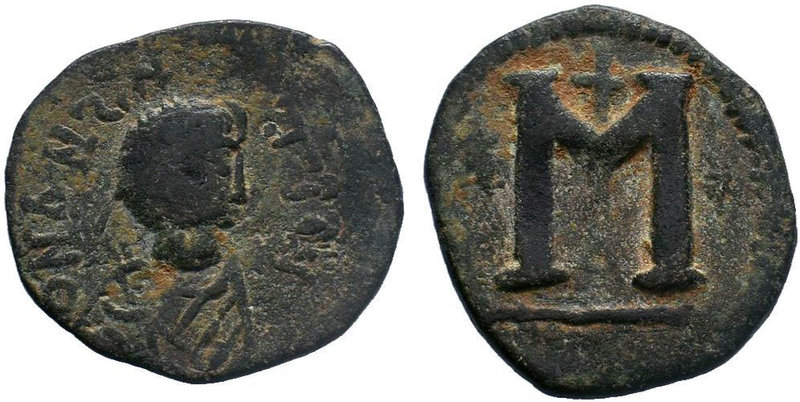 Justinian I. 527-565 AD. AE follis, Post-reform coinage, retrograde Letters, RAR...