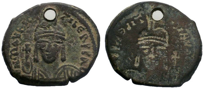 BYZANTINE.Maurice Tiberius, 582-602 AD, AE Follis. 

Condition: Very Fine

Weigh...