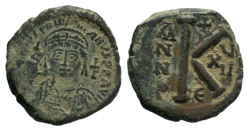 BYZANTINE.Justin I AE Half Follis. 565-578 AD. Constantinopol mint. D N IVSTINVS...